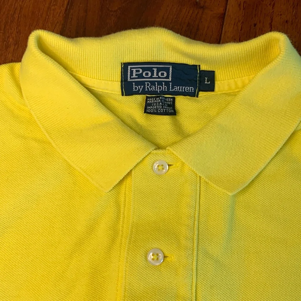 Ralph Lauren Polo Shirt Men's LARGE YELLOW Iconic Golf Short Sleeve Classic Mesh